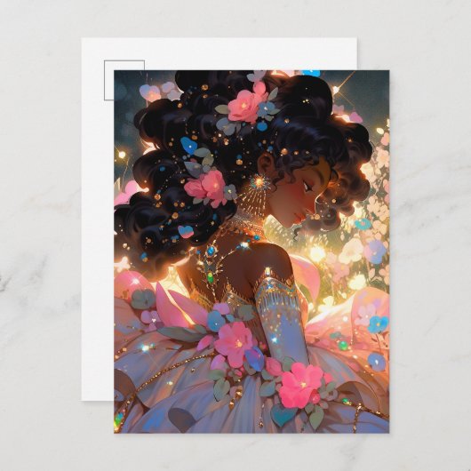 Fantasy Vrouw Afrikaanse Amerikaanse Kunst Briefkaart (Voorkant / Achterkant)