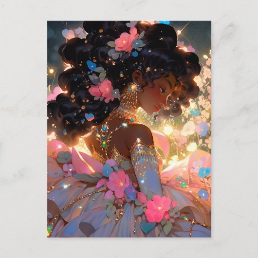 Fantasy Vrouw Afrikaanse Amerikaanse Kunst Briefkaart (Voorkant)