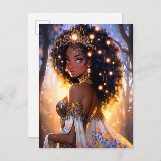 Fantasy Vrouw Afrikaanse Amerikaanse Kunst Briefkaart (Voorkant / Achterkant)