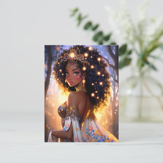 Fantasy Vrouw Afrikaanse Amerikaanse Kunst Briefkaart (Staand voorkant)