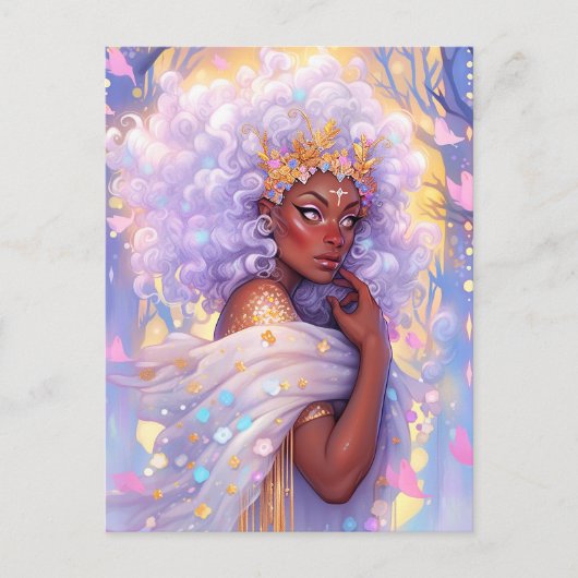 Fantasy Vrouw Afrikaanse Amerikaanse Kunst Briefkaart (Voorkant)