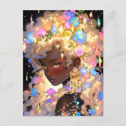 Fantasy Vrouw Afrikaanse Amerikaanse Kunst Briefkaart (Voorkant)