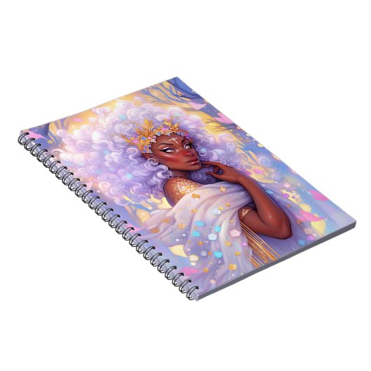 Fantasy Vrouw Afrikaanse Amerikaanse Kunst Notitieboek (Rechterzijde)