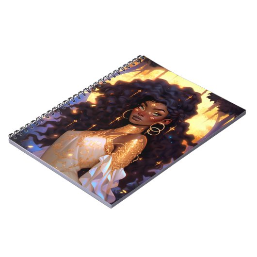 Fantasy Vrouw Afrikaanse Amerikaanse Kunst Notitieboek (Linkerzijde)