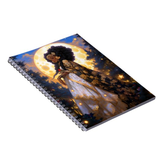 Fantasy Vrouw Afrikaanse Amerikaanse Kunst Notitieboek (Rechterzijde)