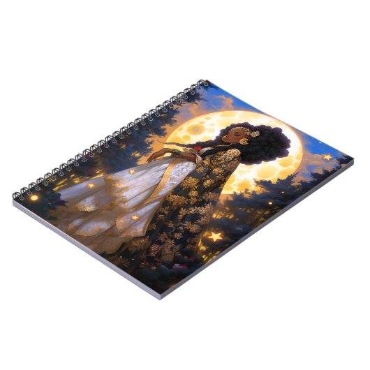 Fantasy Vrouw Afrikaanse Amerikaanse Kunst Notitieboek (Linkerzijde)