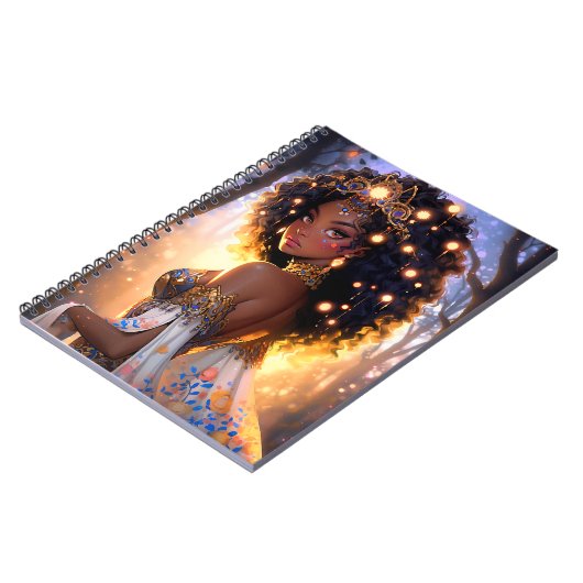 Fantasy Vrouw Afrikaanse Amerikaanse Kunst Notitieboek (Linkerzijde)