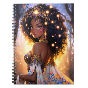 Fantasy Vrouw Afrikaanse Amerikaanse Kunst Notitieboek