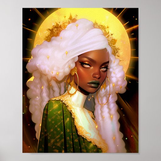 Fantasy Vrouw Afrikaanse Amerikaanse Kunst Poster (Voorkant)