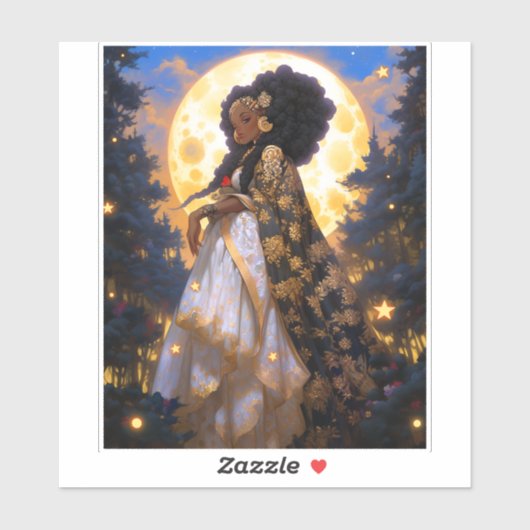 Fantasy Vrouw Afrikaanse Amerikaanse Kunst Sticker (Vel)