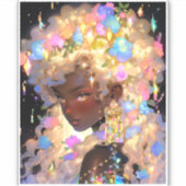 Fantasy Vrouw Afrikaanse Amerikaanse Kunst Sticker (Voorkant)