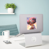 Fantasy Vrouw Afrikaanse Amerikaanse Kunst Sticker (Laptop op bureau)