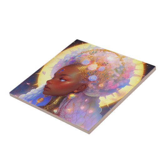 Fantasy Vrouw Afrikaanse Amerikaanse Kunst Tegeltje (Zijkant)