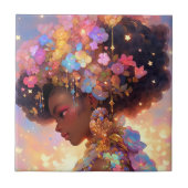 Fantasy Vrouw Afrikaanse Amerikaanse Kunst Tegeltje (Voorkant)