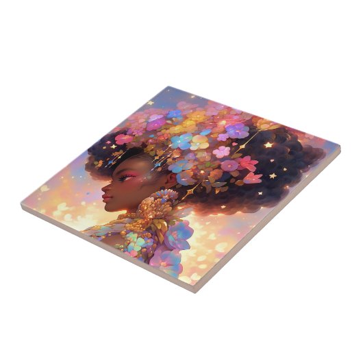 Fantasy Vrouw Afrikaanse Amerikaanse Kunst Tegeltje (Zijkant)