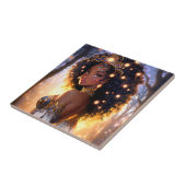 Fantasy Vrouw Afrikaanse Amerikaanse Kunst Tegeltje (Zijkant)