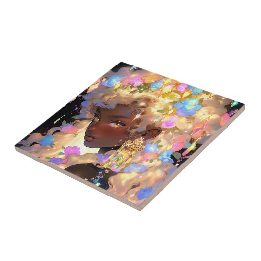 Fantasy Vrouw Afrikaanse Amerikaanse Kunst Tegeltje (Zijkant)