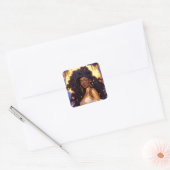 Fantasy Vrouw Afrikaanse Amerikaanse Kunst Vierkante Sticker (Envelop)