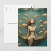 Fantasy Vrouw Badend Onder de Oceaan Briefkaart (Voorkant / Achterkant)