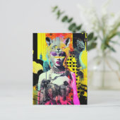 Fantasy Vrouw en Dieren Kleurrijke Collage Briefkaart (Staand voorkant)