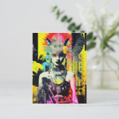 Fantasy Vrouw en Dieren Kleurrijke Collage Briefkaart (Staand voorkant)