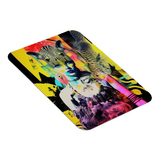 Fantasy Vrouw en Dieren Kleurrijke Collage Magneet (Rechterzijde)