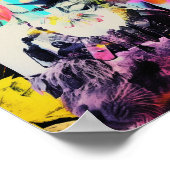 Fantasy Vrouw en Dieren Kleurrijke Collage Poster (Hoek)