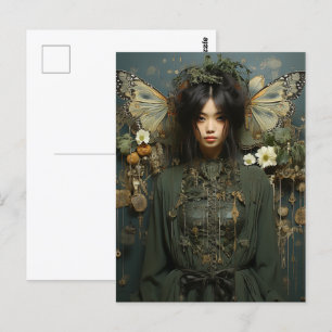 Fantasy Vrouw en Insectenvleugels Scifi AI Kunst Briefkaart