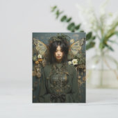 Fantasy Vrouw en Insectenvleugels Scifi AI Kunst Briefkaart (Staand voorkant)
