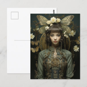 Fantasy Vrouw en Insectenvleugels Scifi AI Kunst Briefkaart