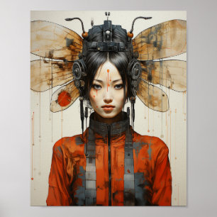 Fantasy Vrouw en Insectenvleugels Scifi AI Kunst Poster