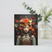 Fantasy Vrouw en Vlinders AI Kunst Briefkaart (Staand voorkant)