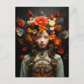 Fantasy Vrouw en Vlinders AI Kunst Briefkaart (Voorkant)
