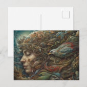 Fantasy Vrouw en Vogels Briefkaart (Voorkant / Achterkant)