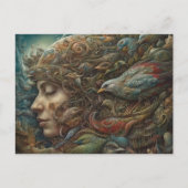 Fantasy Vrouw en Vogels Briefkaart (Voorkant)