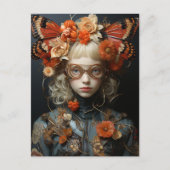 Fantasy Vrouw met Oranje Vlinders Briefkaart (Voorkant)