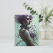 Fantasy Vrouw Met Paarse Haar Briefkaart (Staand voorkant)