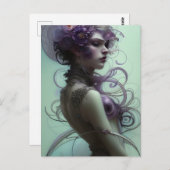 Fantasy Vrouw Met Paarse Haar Briefkaart (Voorkant / Achterkant)