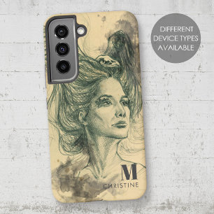 Fantasy Vrouw Vogel Schedel Vleugels Surrealistisc Samsung Galaxy Hoesje