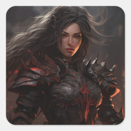 Fantasy Vrouw Warrior Knight - Sticker