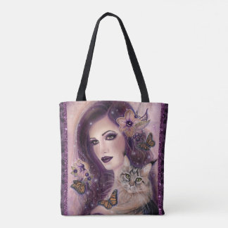 Fantasy vrouwen met kat door Renee Lavoie Tote Bag