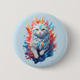 Fantasy Vuur en Ice Cat Ronde Button 5,7 Cm