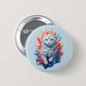 Fantasy Vuur en Ice Cat Ronde Button 5,7 Cm (Voorkant /achterkant)