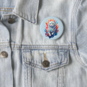Fantasy Vuur en Ice Cat Ronde Button 5,7 Cm (In situ)