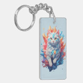 Fantasy Vuur en Ice Cat Sleutelhanger (Voorkant Links)