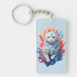 Fantasy Vuur en Ice Cat Sleutelhanger