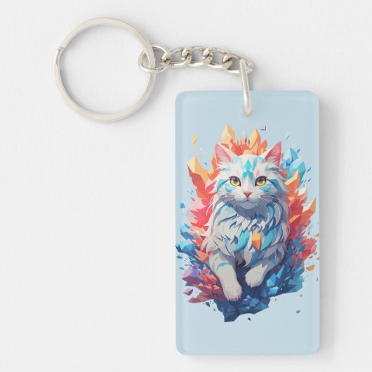 Fantasy Vuur en Ice Cat Sleutelhanger (Voorkant)