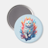Fantasy Vuur en Ijs Kat Magneet (Voorkant / Achterkant)