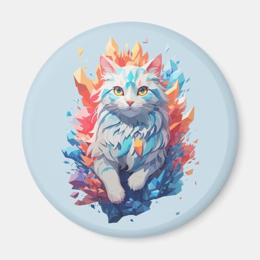 Fantasy Vuur en Ijs Kat Magneet (Voorkant)