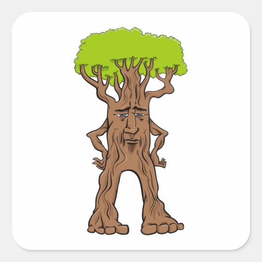 Fantasy Walking Tree Vierkante Sticker (Voorkant)